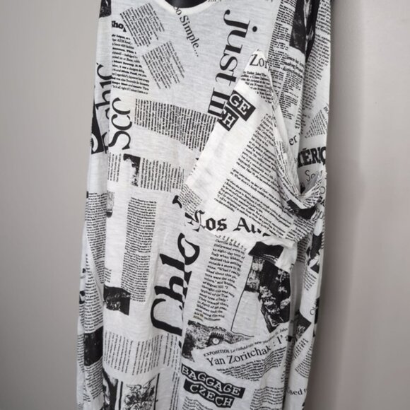 Vintage USA Quirky Novelty Newspaper Boho Relaxed Two Tone Summer Dress L - Picture 4 of 9